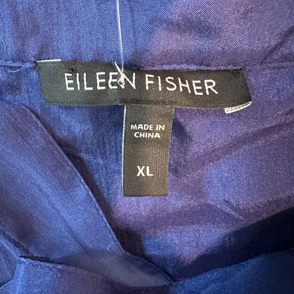Eileen Fisher Blue Washed Silk Tiered Cross Back Sundress Maxi Dress Size XL - Picture 6 of 8